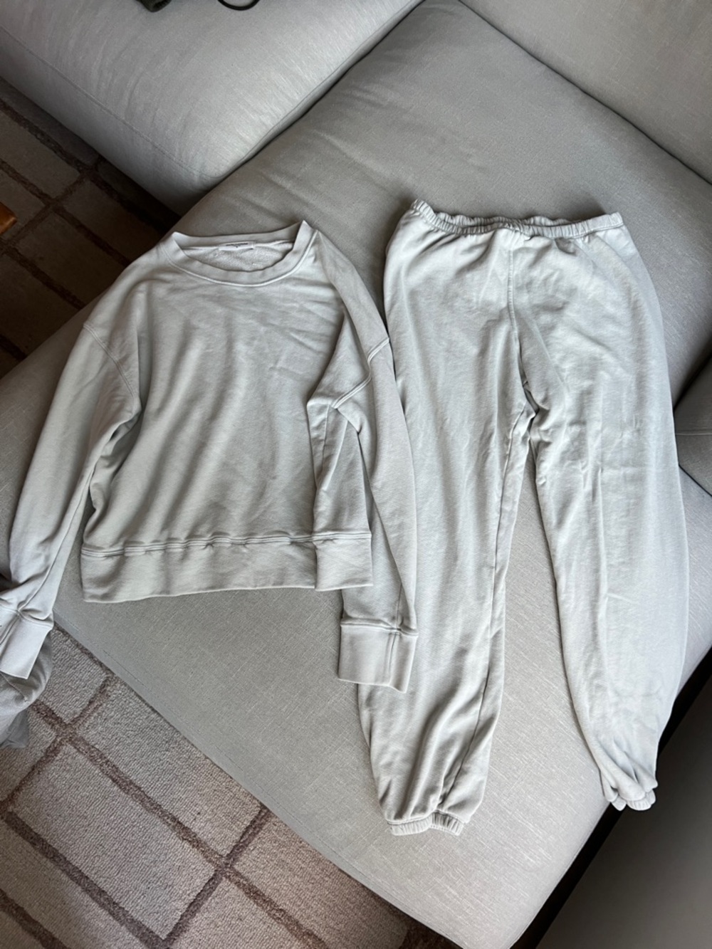 perfectwhitetee Light Gray Cozy Track Pants & Sweatshirt Set